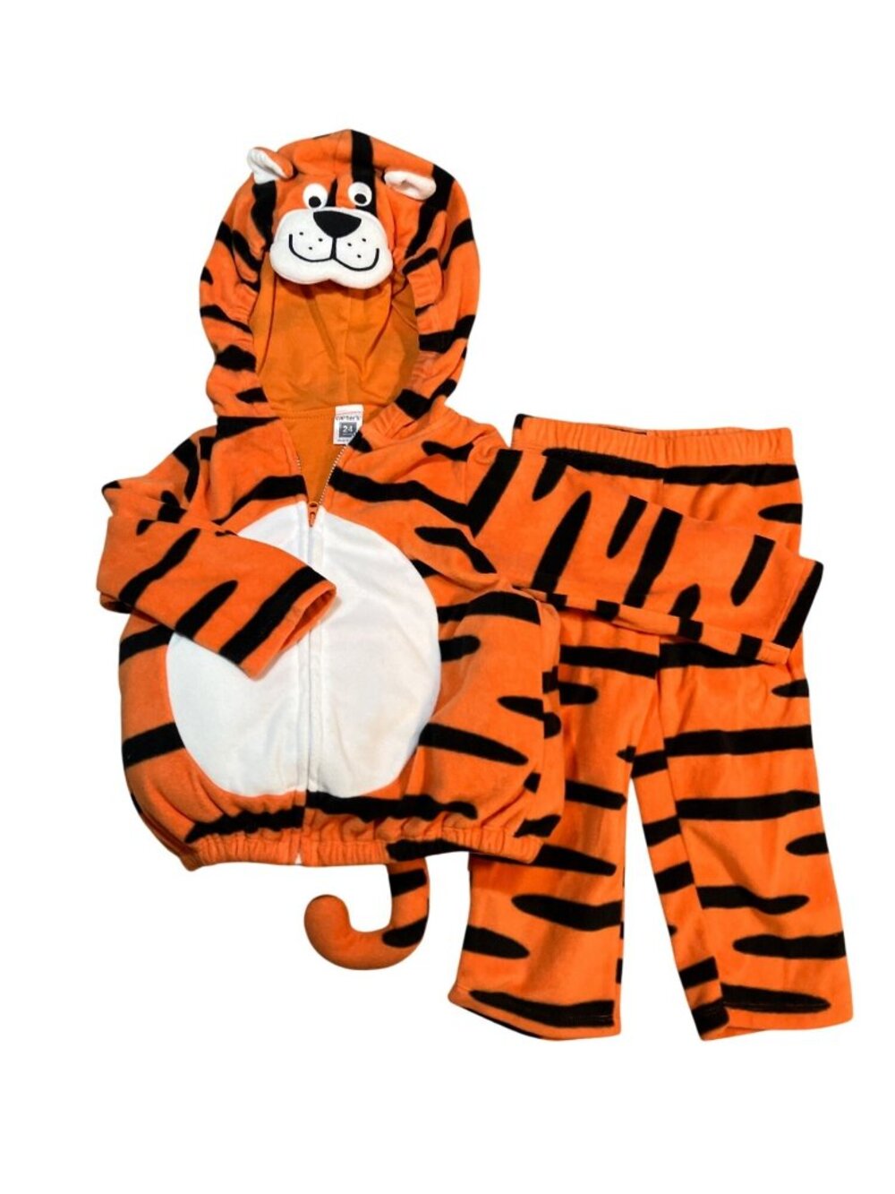 Carters Baby Tiger Costume 24 Months Orange Black Fleece Hooded Ears And Tail